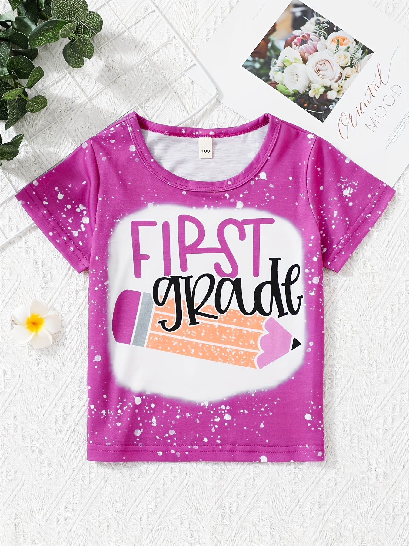 Baby And Toddler Girls Short Sleeve School Girl Graphic Tee