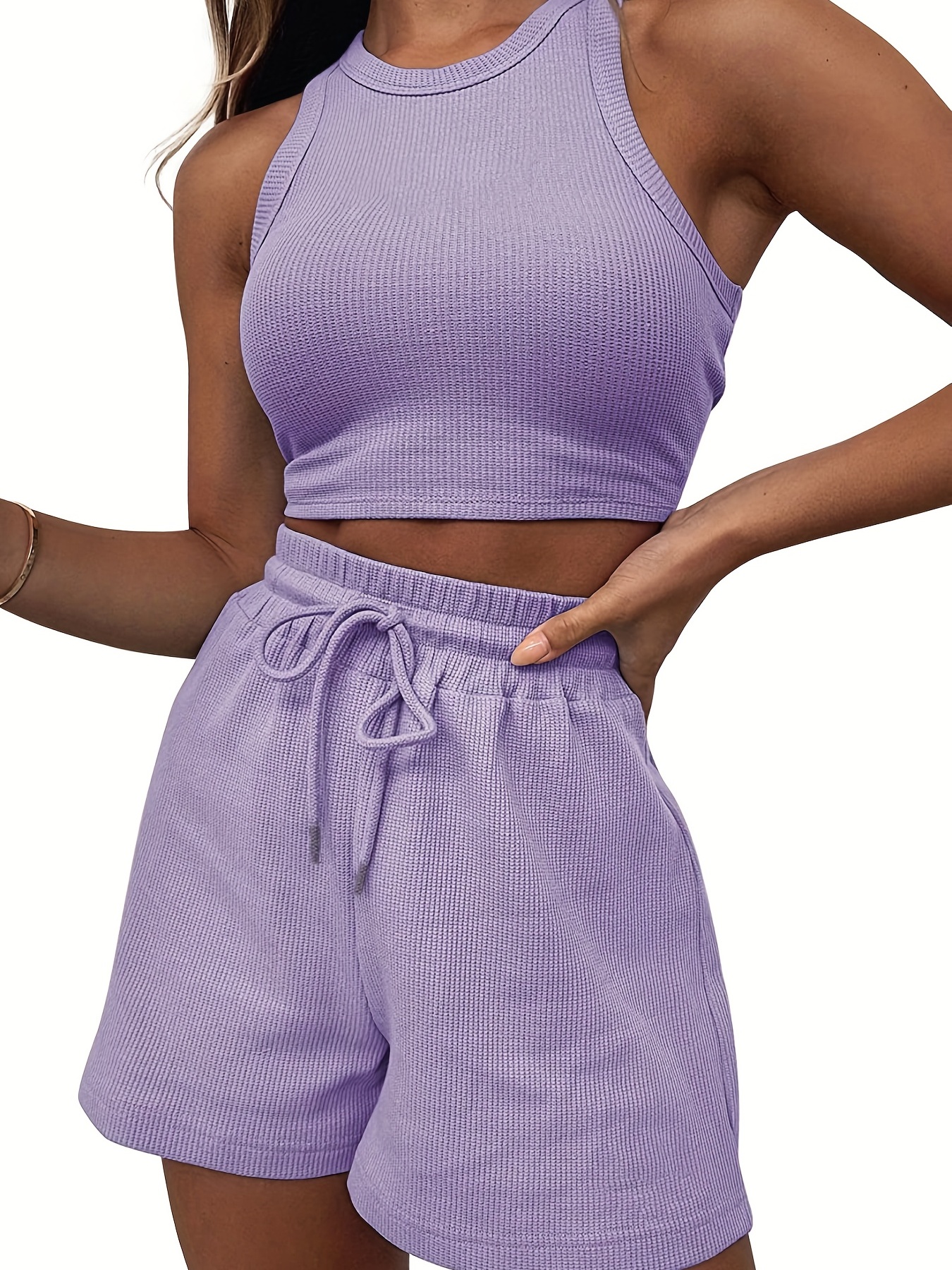 Waffle Shorts Set - Lilac – ROMP Clothing Co.
