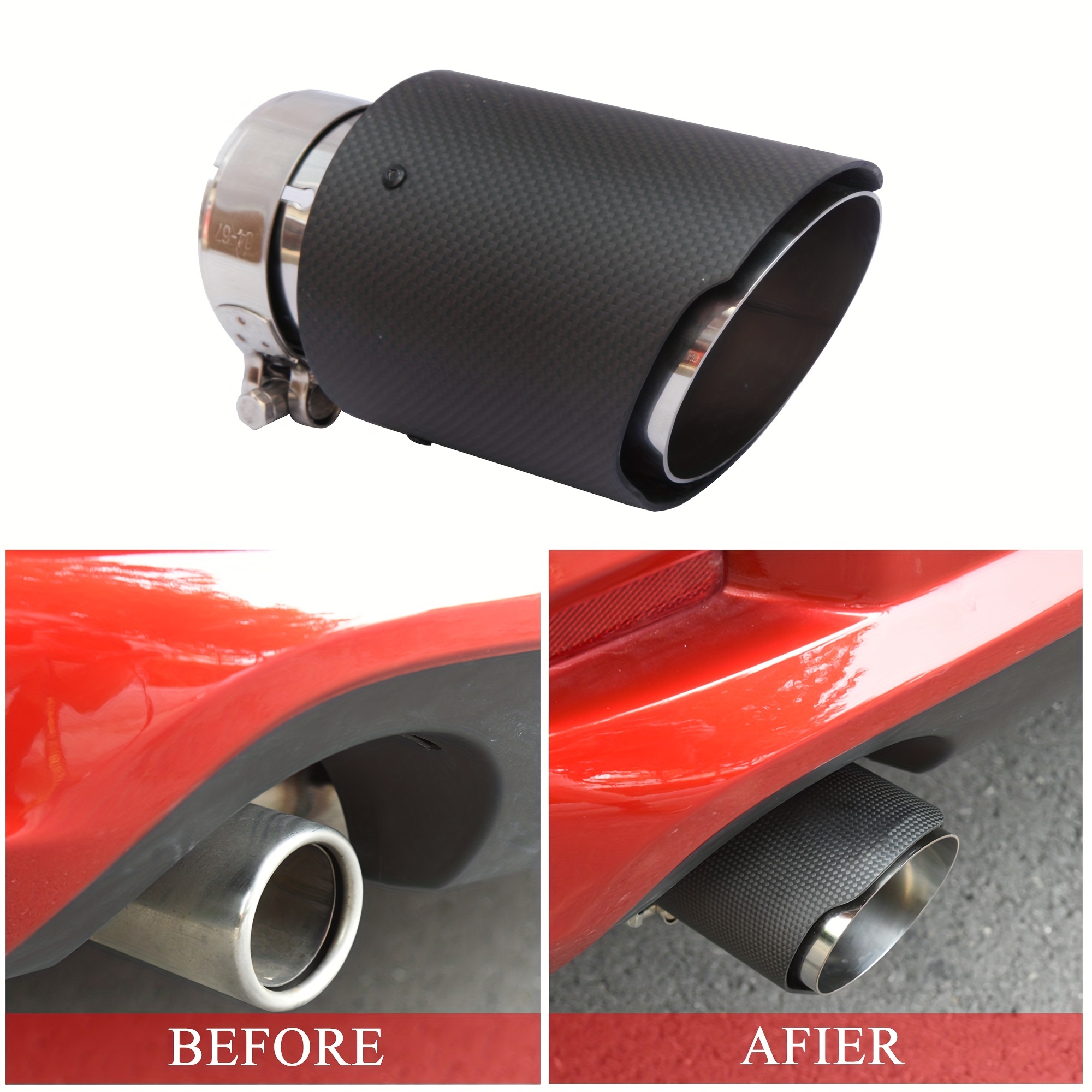 New Matte Carbon Fiber Exhaust Pipe Tips Muffler With Led Lights Universal  Fitment(Red) at Rs 3300/piece, Najafgarh, New Delhi