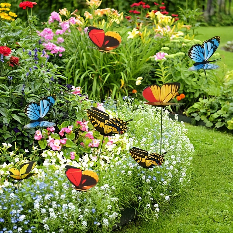 TaTalife Mariposa artificial, mariposas de seda, mariposas para  manualidades para arreglos florales, decoración de estacas de mariposa 3D,  maceta de