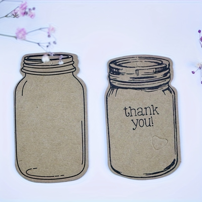 G2PLUS Personalised Vintage Style Mason Jar Shaped Tags,100 Pcs Brown Kraft Paper Gift Tags with 30m Natural Jute Twine for DIY and Craft