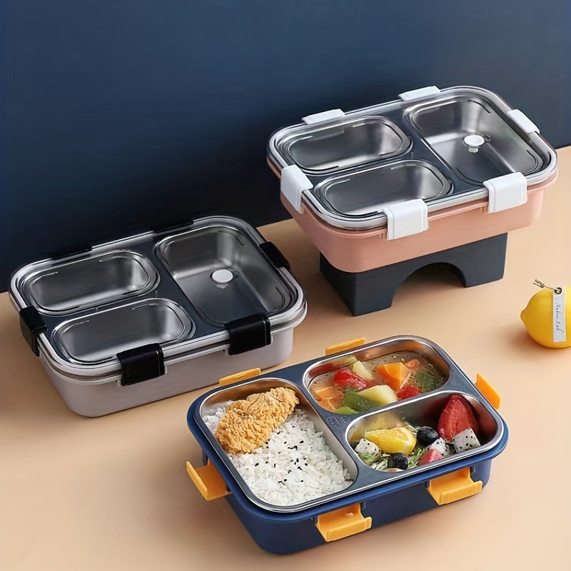 Lunch Box, 304 Stainless Steel Bento Box, 3 / 4 Compartments Food  Container, For School Students And Office Workers, Kitchen Gadgets, Kitchen  Accessories, Travel Accessories - Temu