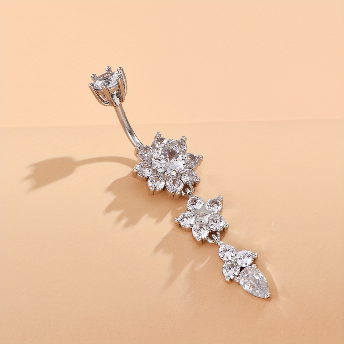 Long Flower Tassel Pendant Belly Button Ring