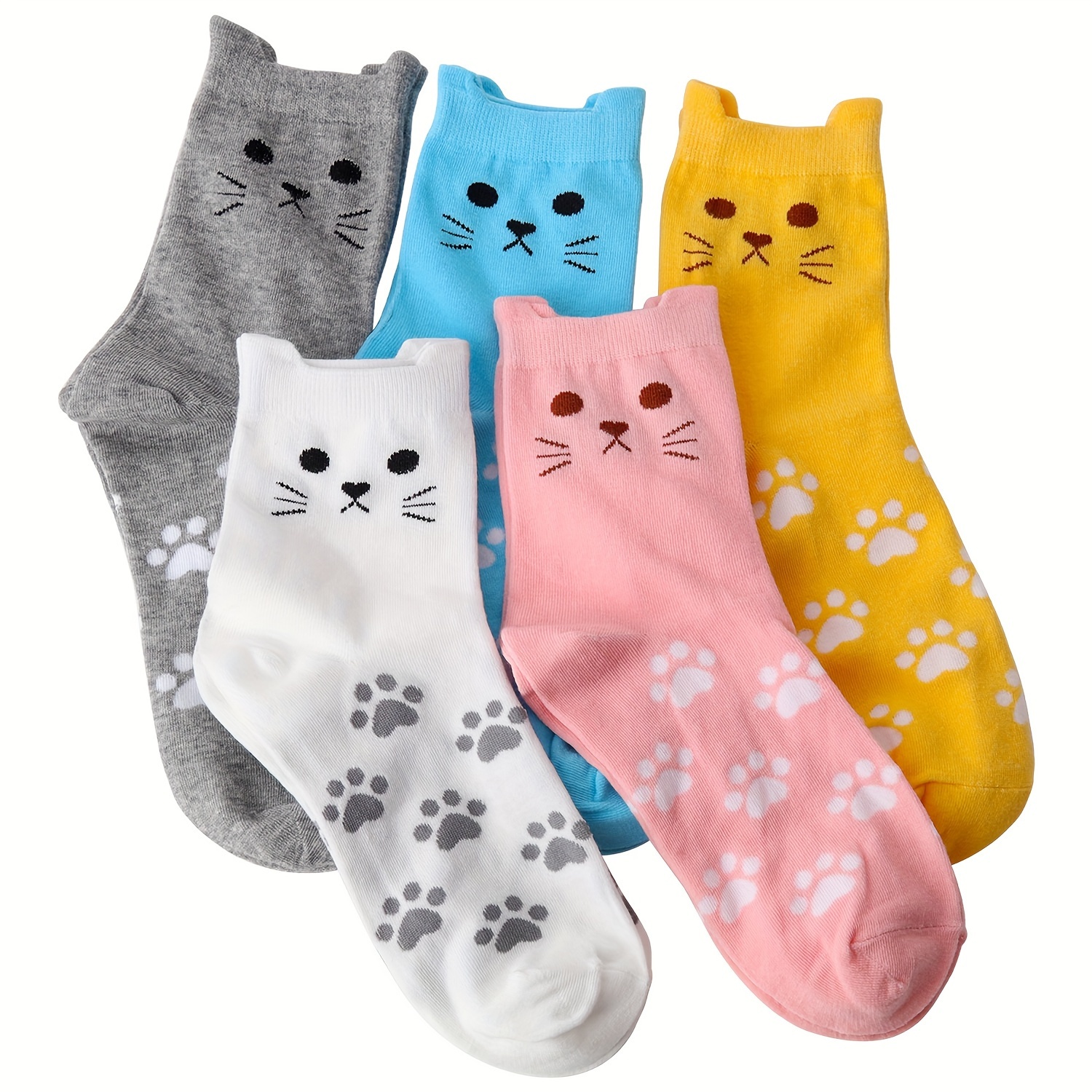 

5 Pairs Cat Socks Women, Animal Cute Socks For Women, Funny Gifts For Cat Lovers Gift For Women