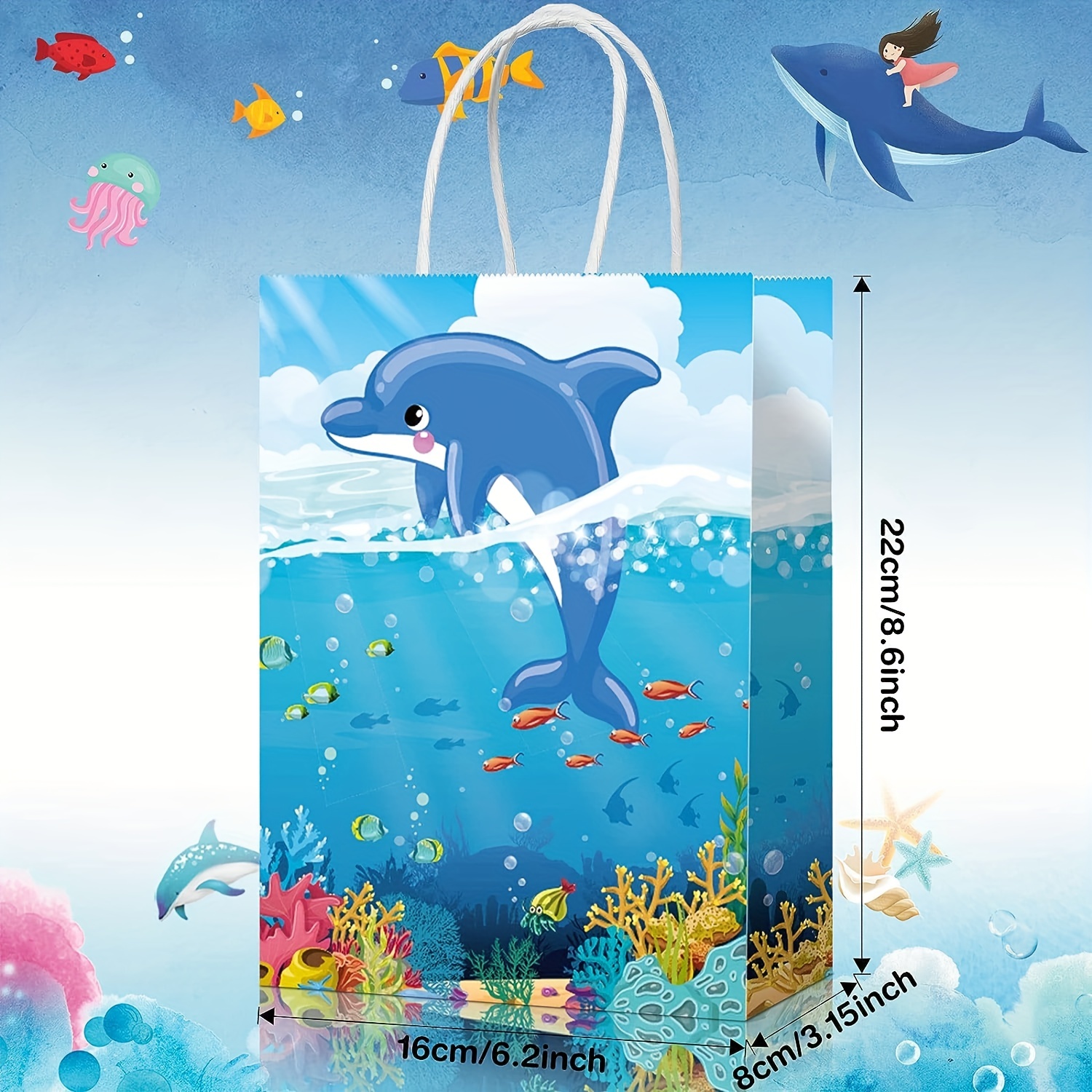 Sea Animals Party Supplies Bags Gift Bags Paper Sea Life - Temu Canada