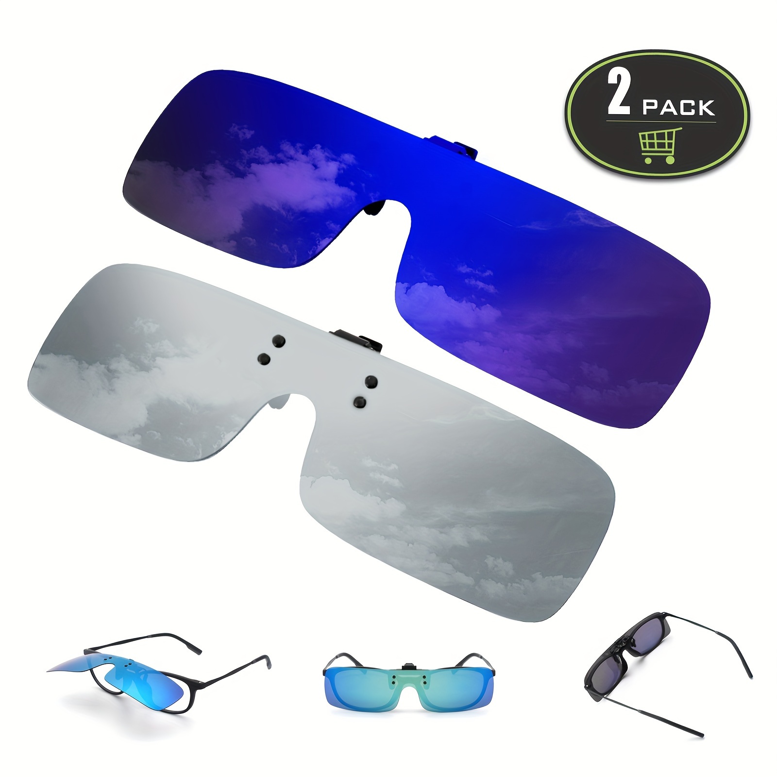 Eyeojo 2pcs Trendy Cool Polarized Clip On Sunglasses Sunglasses