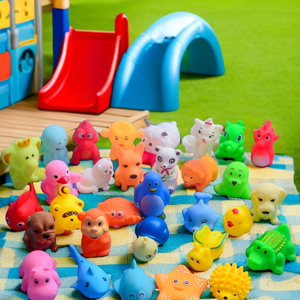 FUN LITTLE TOYS 24 juguetes de baño para niños pequeños, juguetes de  chorros de animales marinos, juguetes de chorros para niños, organizador de