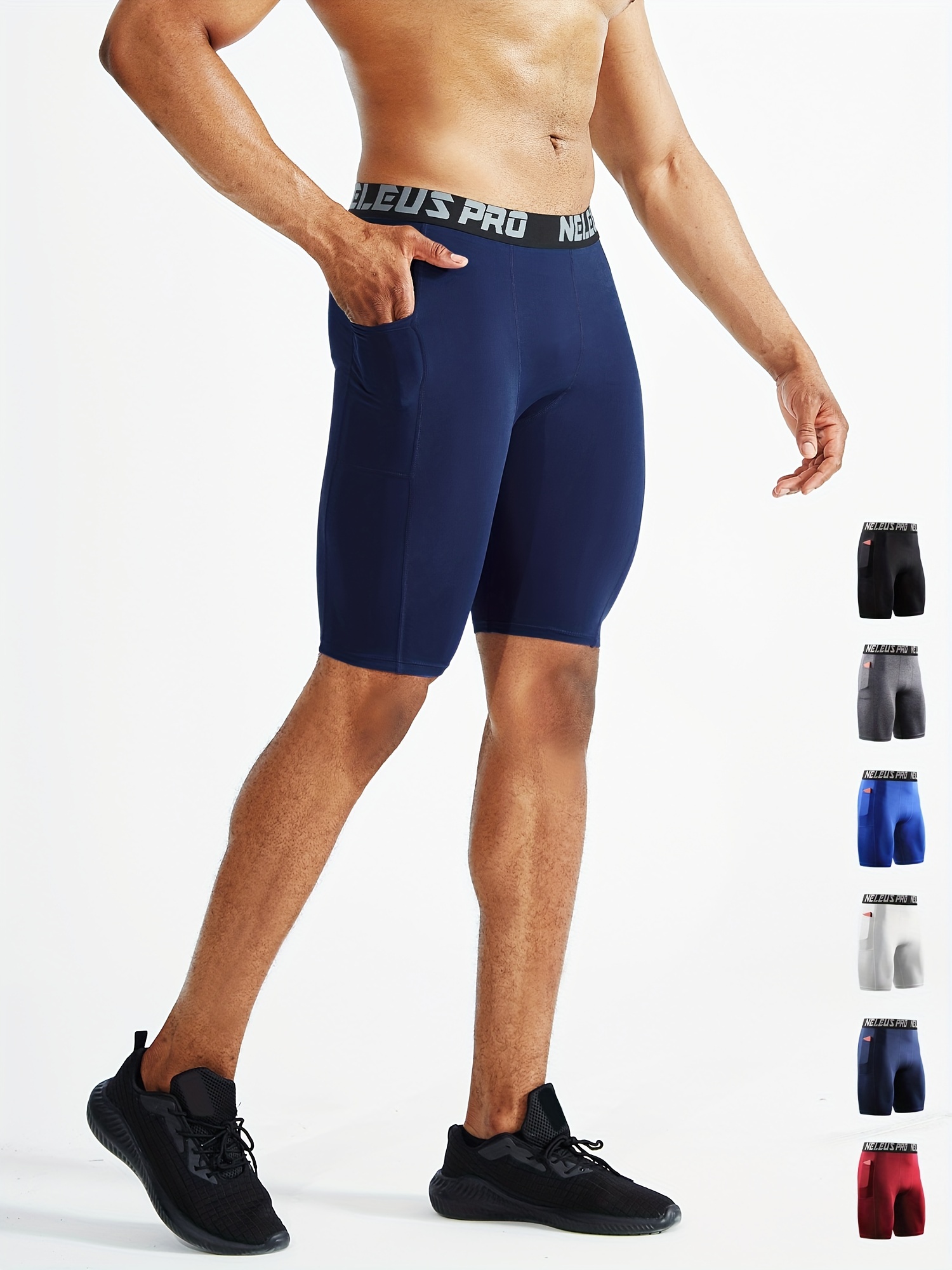 Hombre Gym Fitness Pantalones cortos Compresión Base ayer