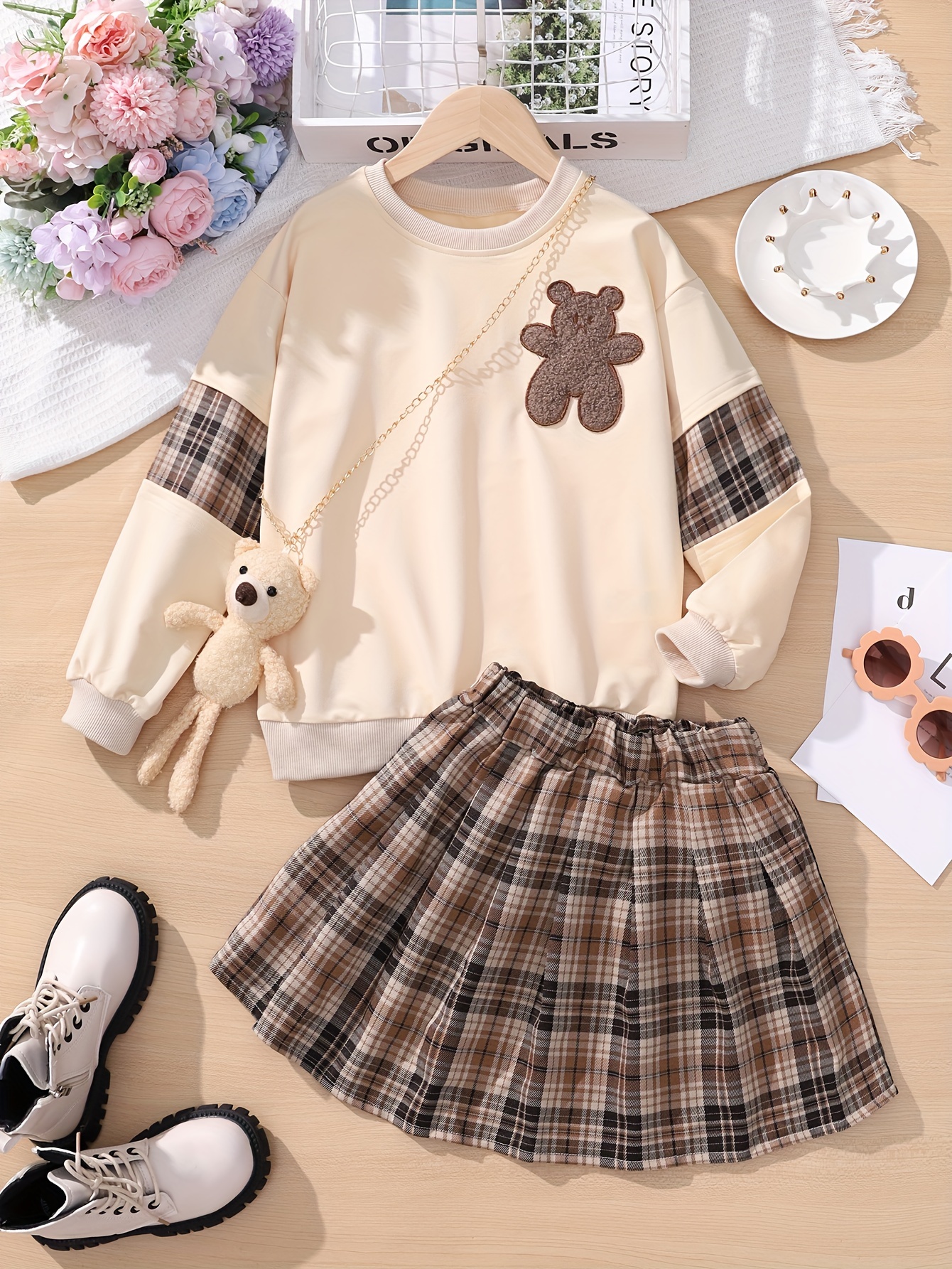 Girl's Preppy Style Outfit, Varsity Jacket & Tank Top & Corduroy Shorts  Set, Color Clash Button Front Coat, Kid's Clothes For Spring Fall - Temu  Germany