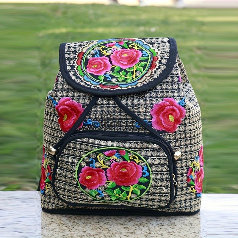 Rose embroidered outlet backpack