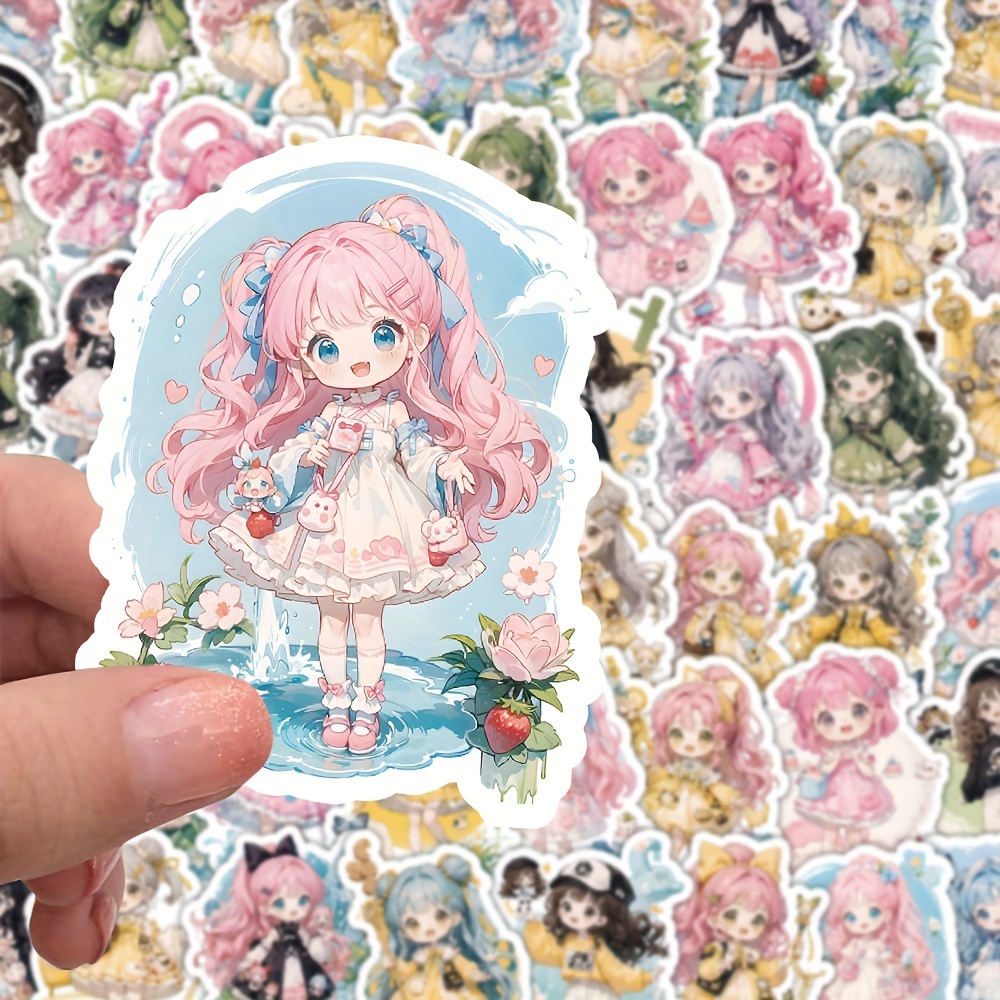 Image of 60pcs Cute Graffiti Stickers - Pvc, Perfect For Phone Cases, Water Bottles, Notebooks & Journals