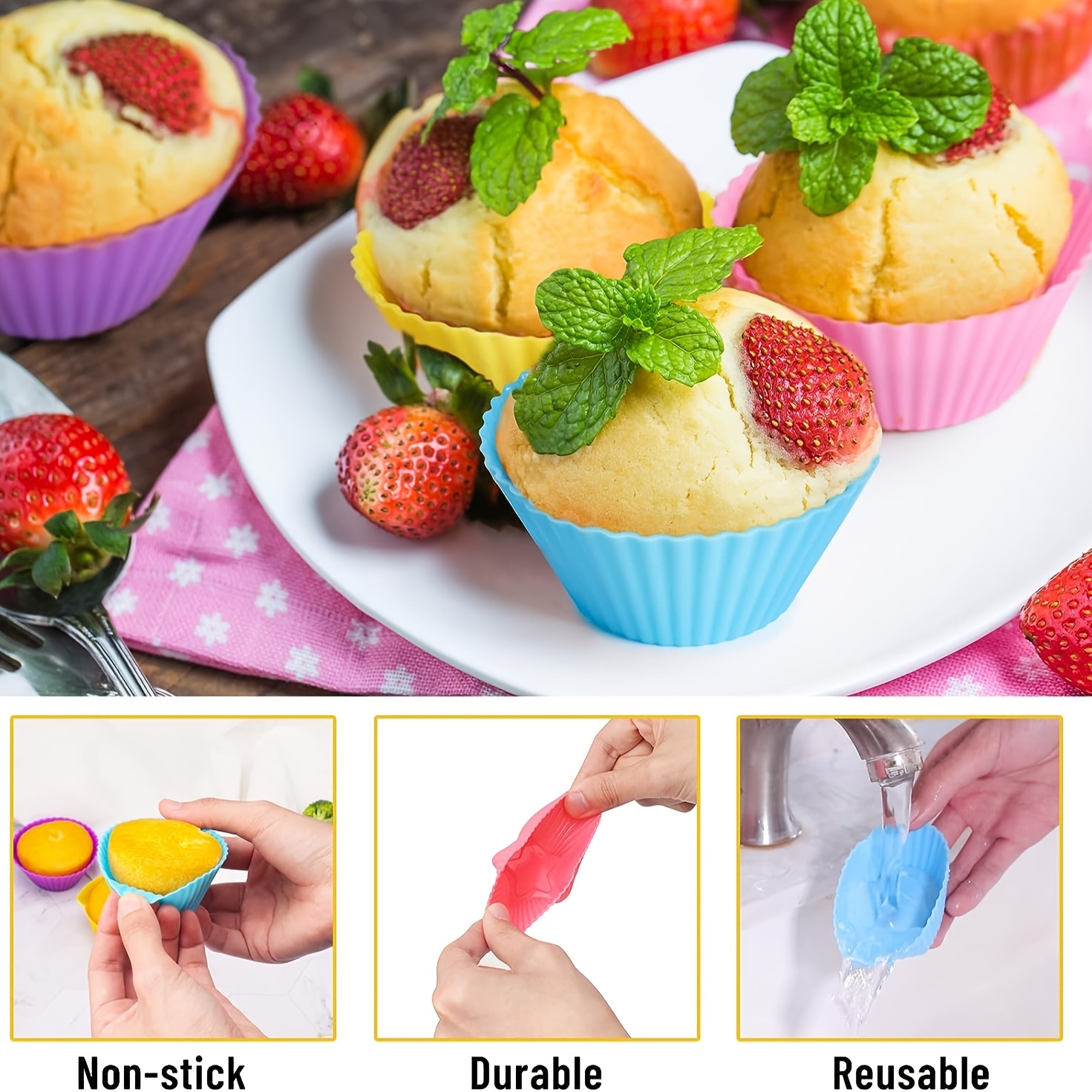 Mini 4 Styles Shape Silicone Muffin Cake Baking Molds Baking - Temu