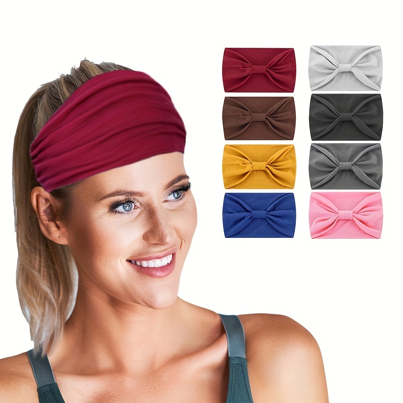 Solid Color Wide Hairband Sweat Absorption Breathable - Temu