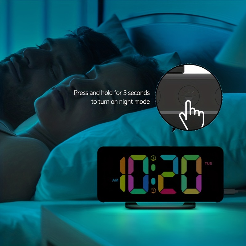 Reloj Despertador Led Cambia Color Luz Nocturna Pantalla - Temu