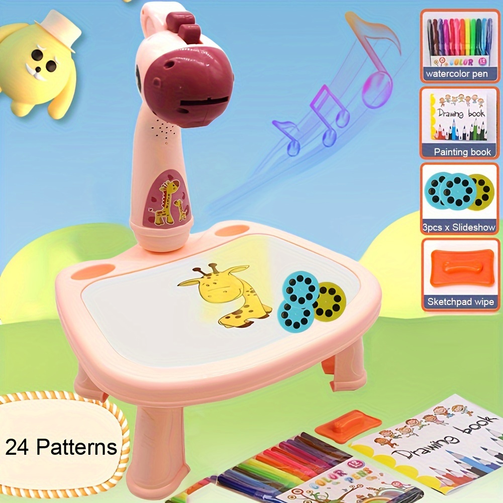 Children LED Projector Drawing Board Kids Painting Table Desk