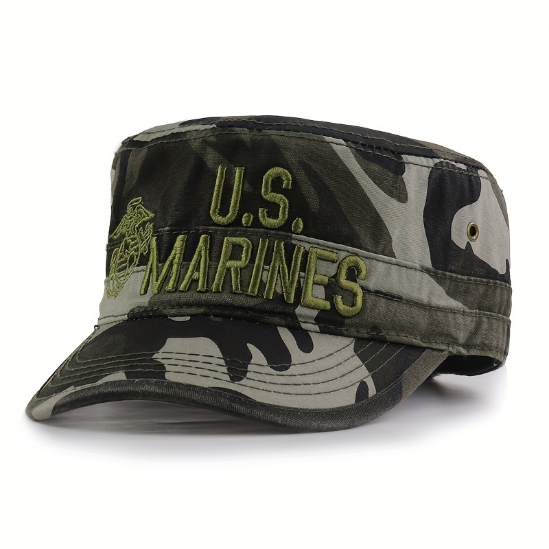 

1pc Cotton Camouflage English Letter Embroidery Flat Cap
