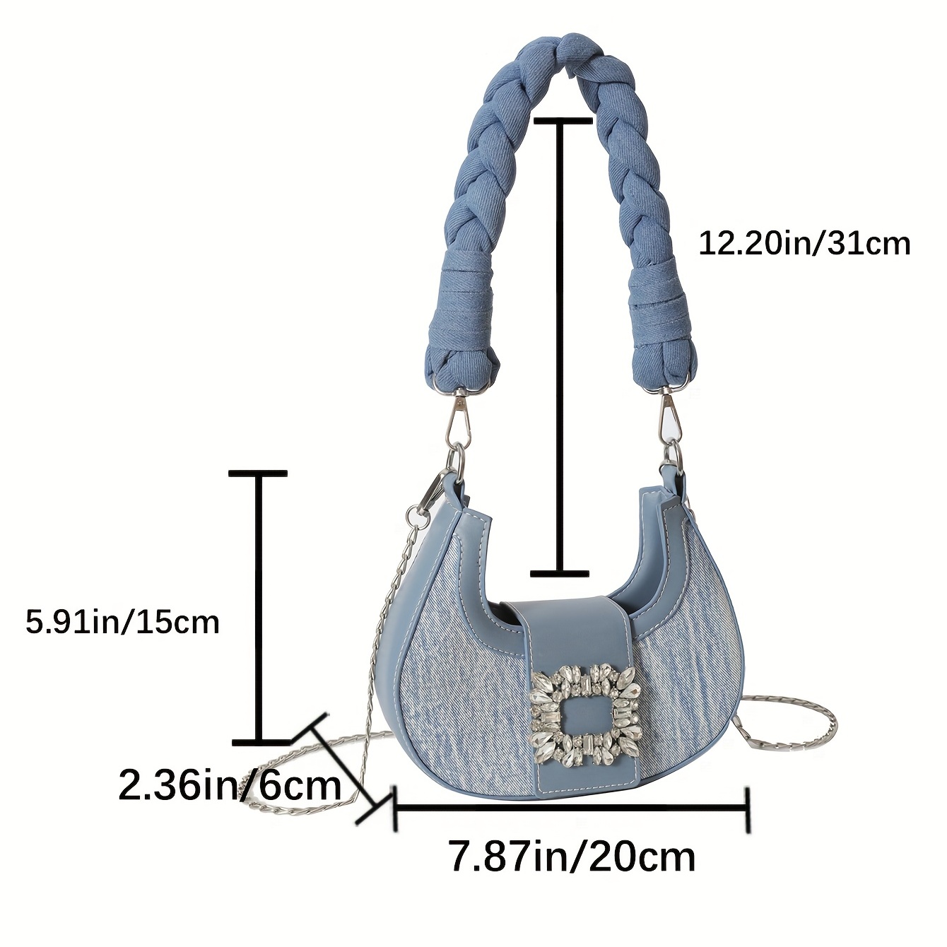 Chic Denim Underarm Bag with Twisted Strap