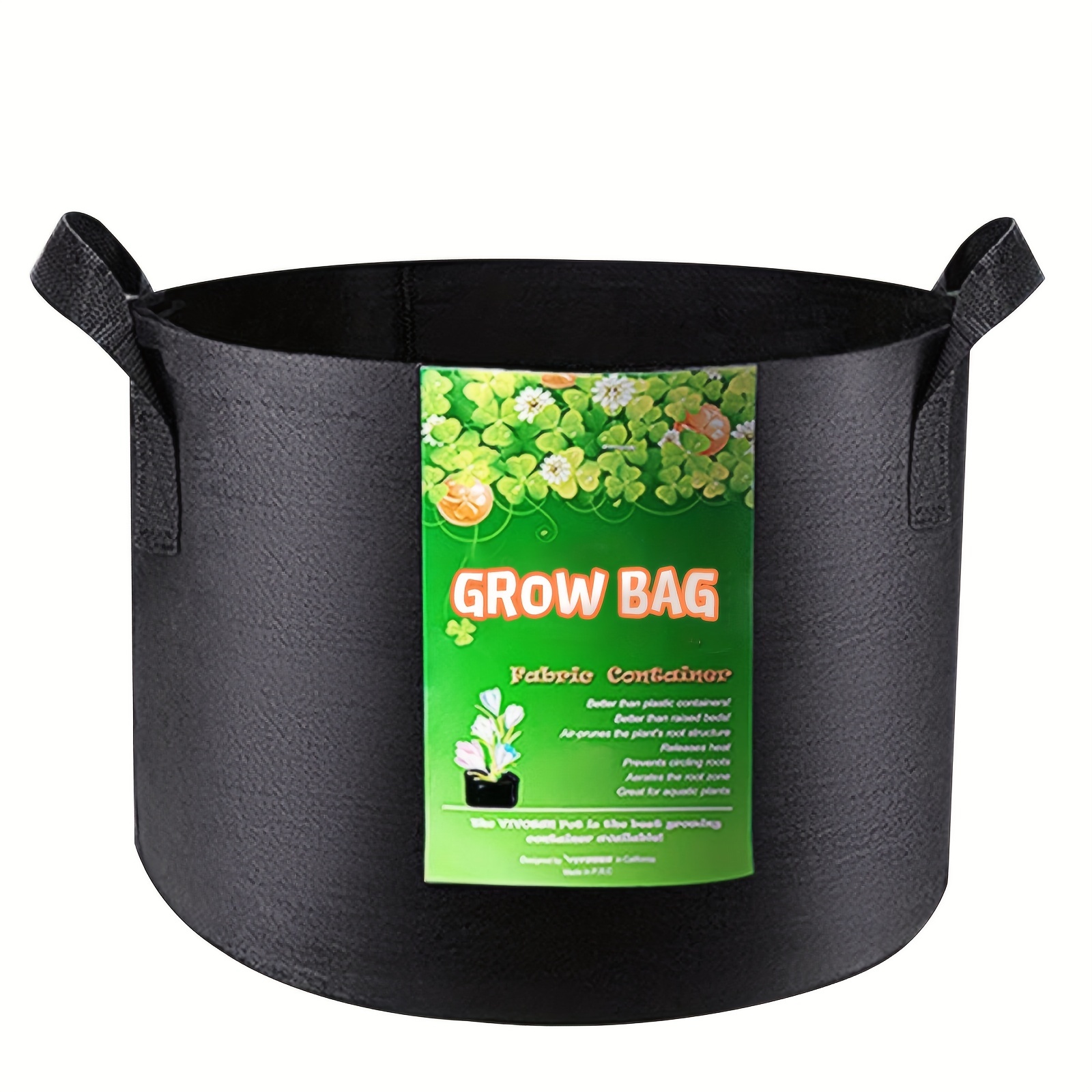 VIVOSUN 1 Gallon Grow Bags 5-Pack Black Thickened Nonwoven Fabric Pots with  Handles