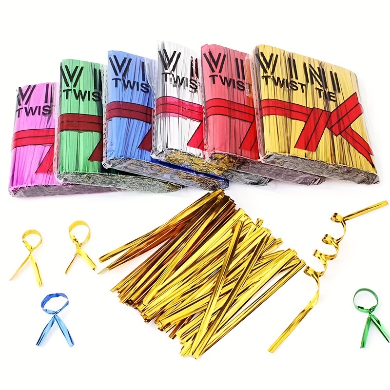 760pcs Metallic Twist Ties Metal Packaging Rope Wire Golden Sealing Tie 4mm