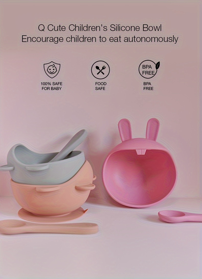 2pcs/set Baby Bowls With Suction - Heat-resistant 2 Piece Silicone