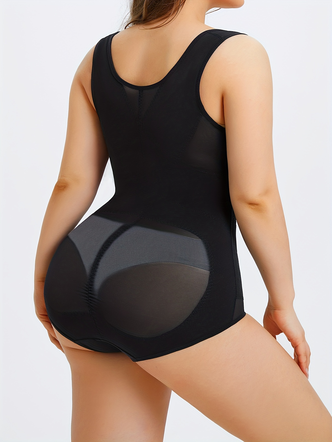 Plus Size Casual Shapewear, Women's Plus Tape Buckle Breast Lifting Tummy  Control Shapewear