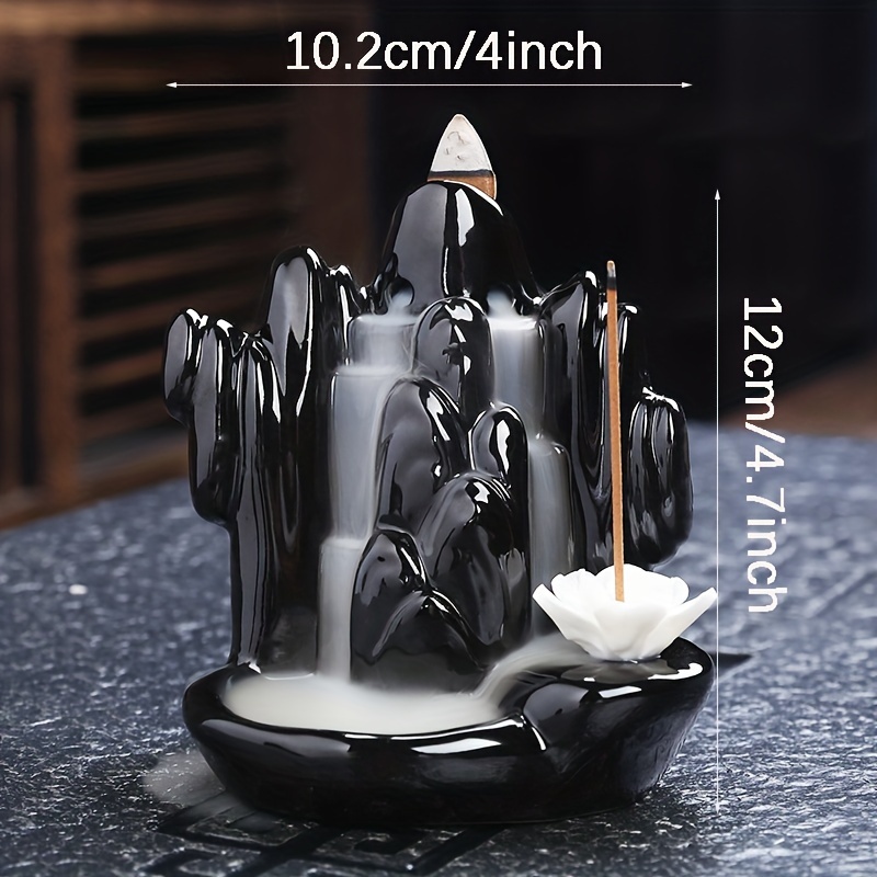  Ceramic Backflow Incense Holder Waterfall Incense Burner,  Aromatherapy Ornament Home Decor with 1 Tweezer 1 Mat 30 Backflow Incense  Cones + 30 Incense Sticks : Home & Kitchen