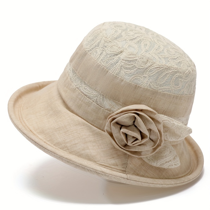 Lace Bucket Hat Flower Decor Thin Basin Hat Sun Hats For Women