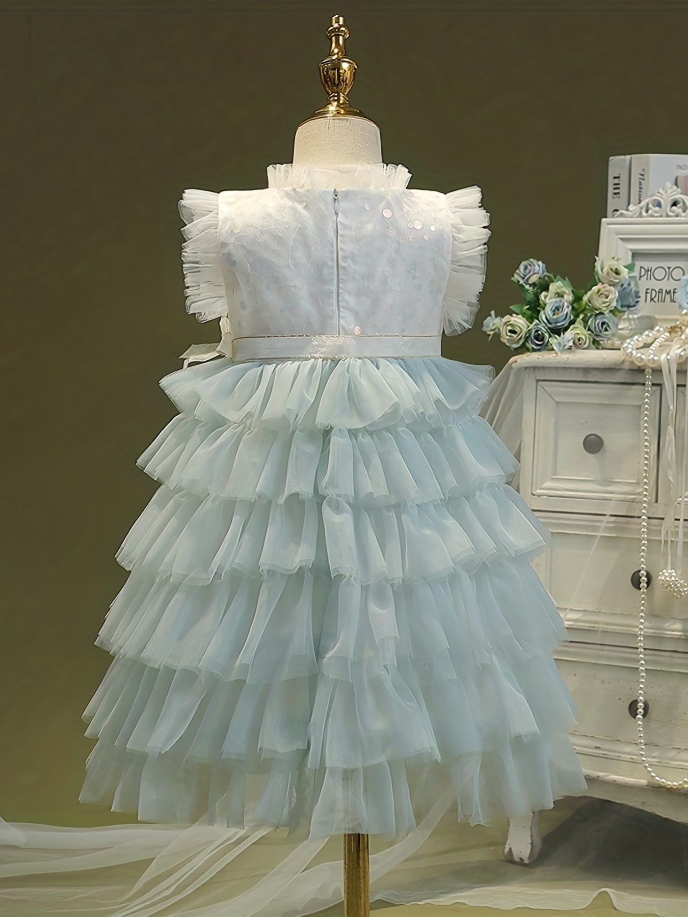 Girls' Sequins & Tiered Princess Dress for Summer