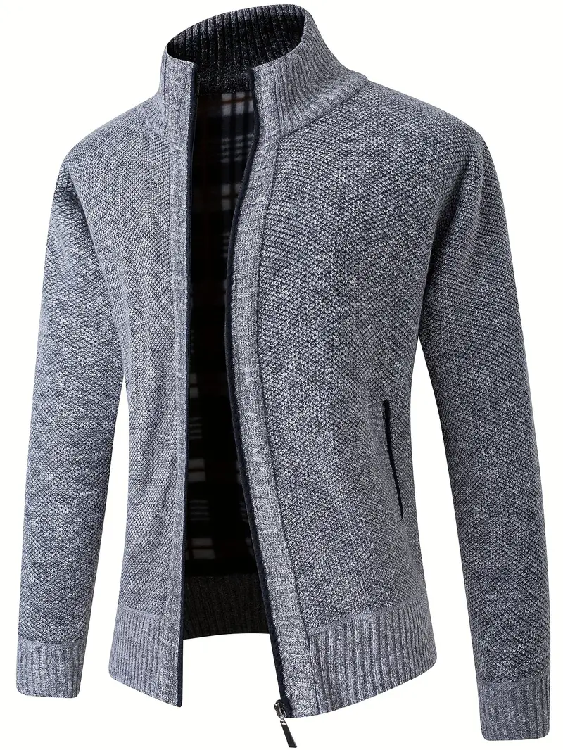Warm Stand Collar Fleece Jacket Men's Semi formal - Temu