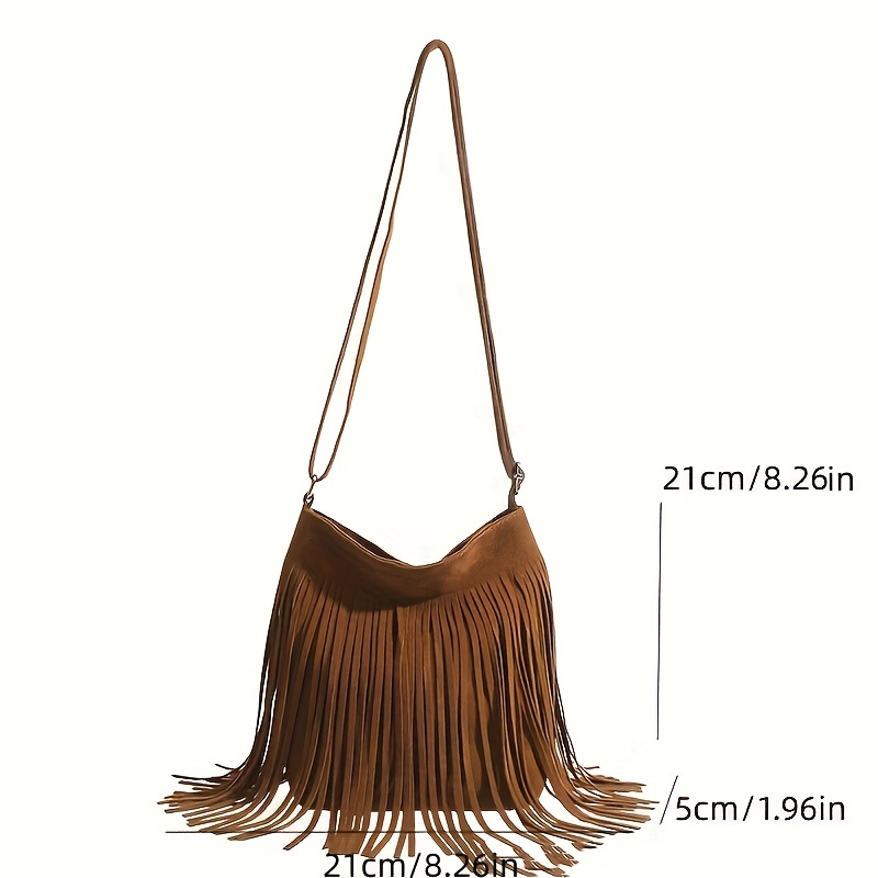 Boho Style Tassel Crossbody Bag, Vintage Shoulder Bag, Casual