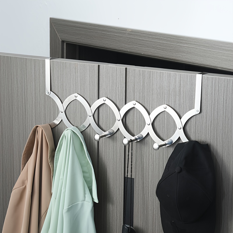 Over Door Hooks Expandable Stainless Steel Clothes Coat Rack for Bedroom  Indoor 6 Hangers 