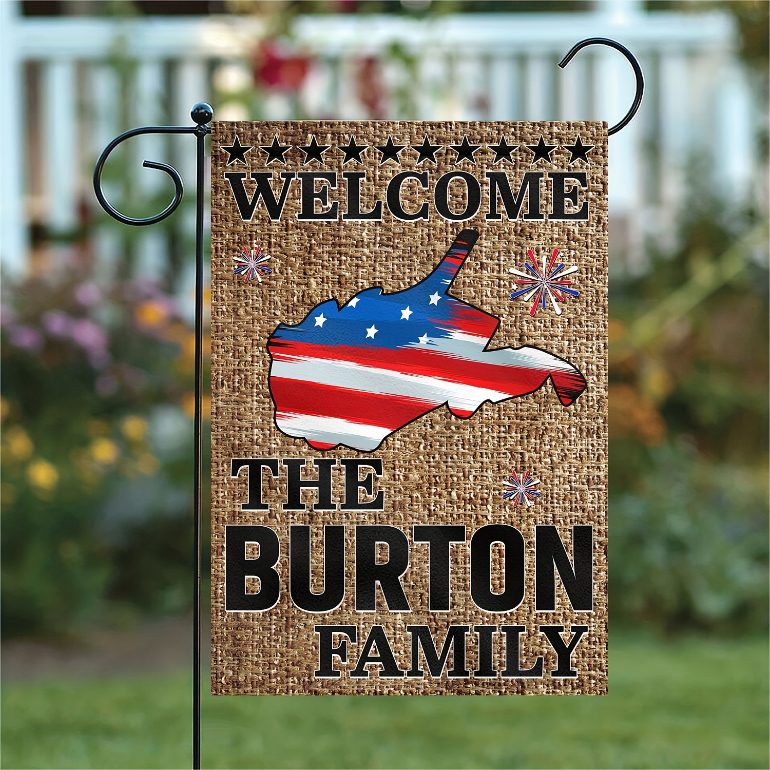 1pc state of west virginia flag personalized memorial day garden flag happy 4th of july flags garden custom patriotic yard flags with family name decor banner for outside no flag pole 12x18 inch details 3