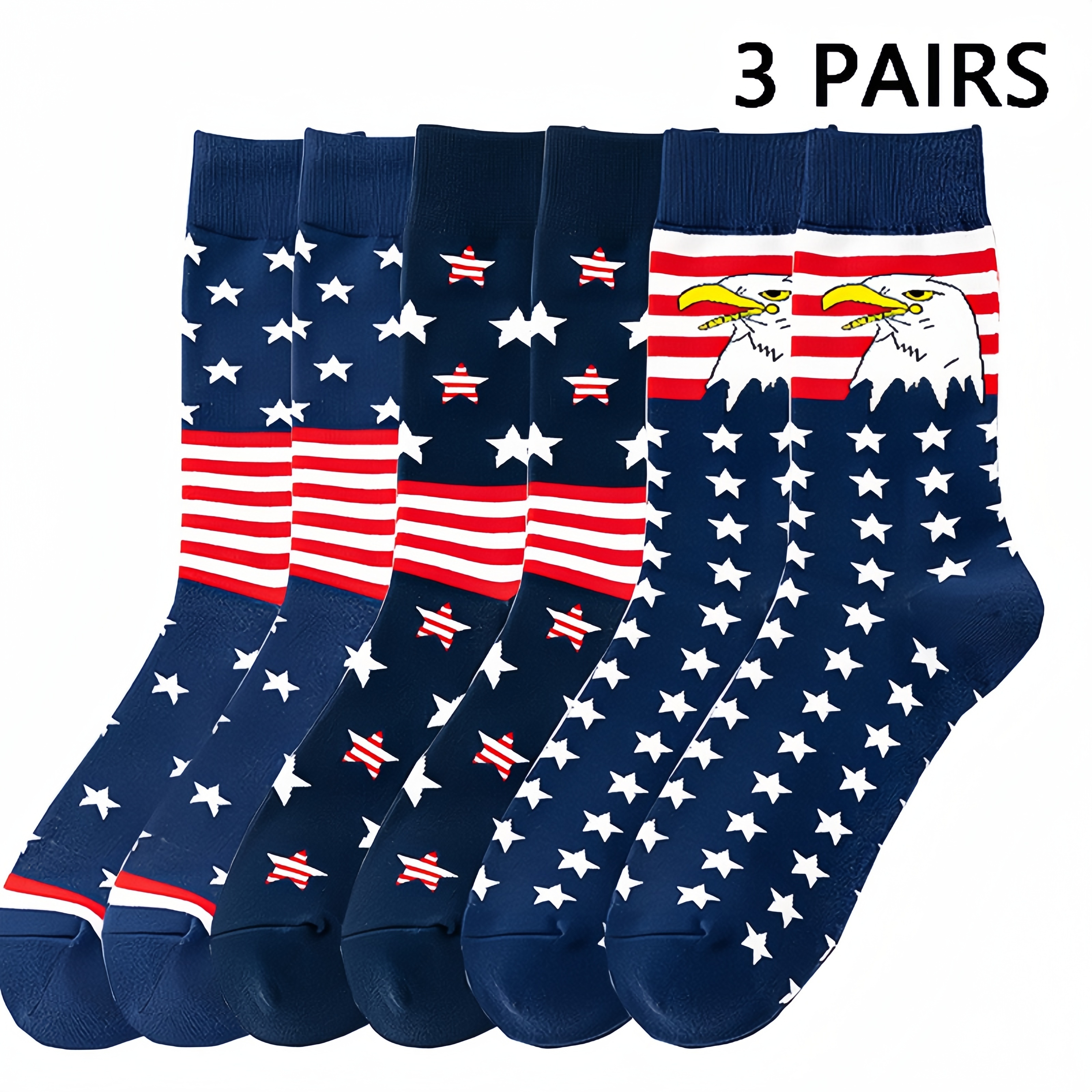 3 Pares Calcetines Hombre Patrón Bandera Estadounidense - Temu