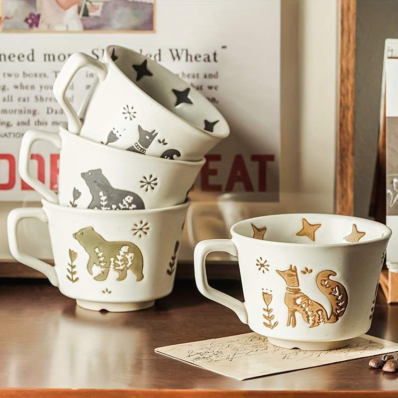 Tazze Tazza da caffè in ceramica animale cartone animato europeo Regalo per  bambini con coperchio Tazza Coppia Colazione Latte Decorazione domestica