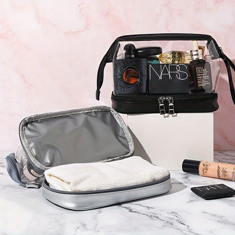 Bolsas de Aseo Transparente, 3 piezas Bolsa de maquillaje Impermeable Neceser  Viaje Mujer bolsa de cosméticos