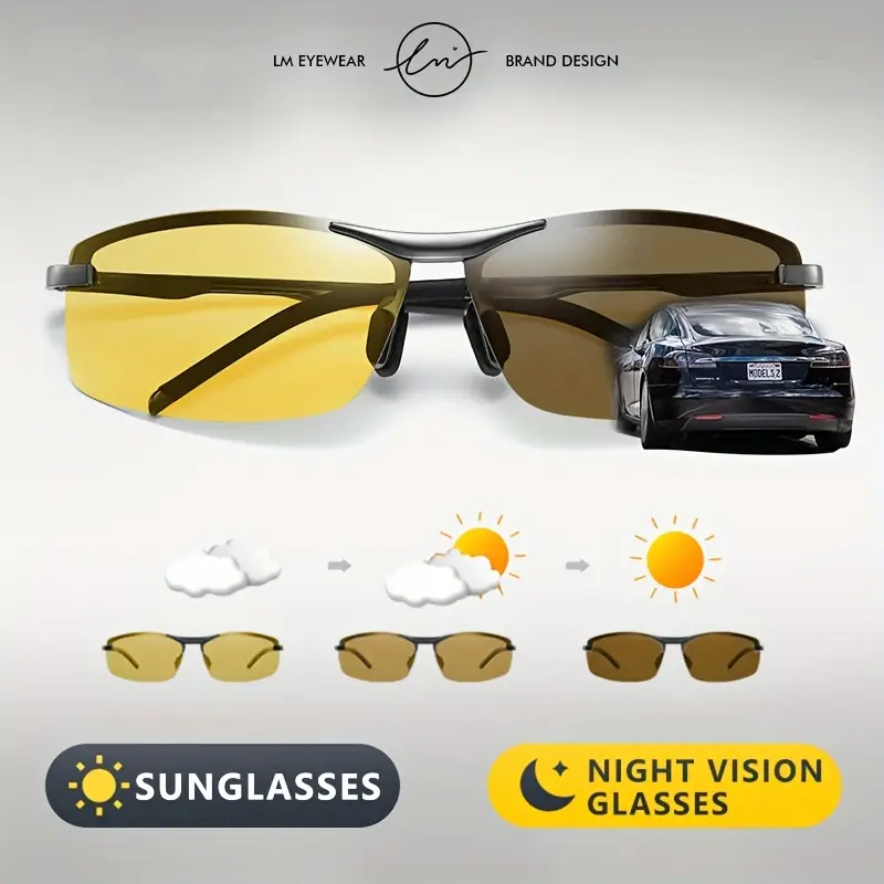 Photochromic Driving Fishing Glasses Mens Polarized Sunglasses