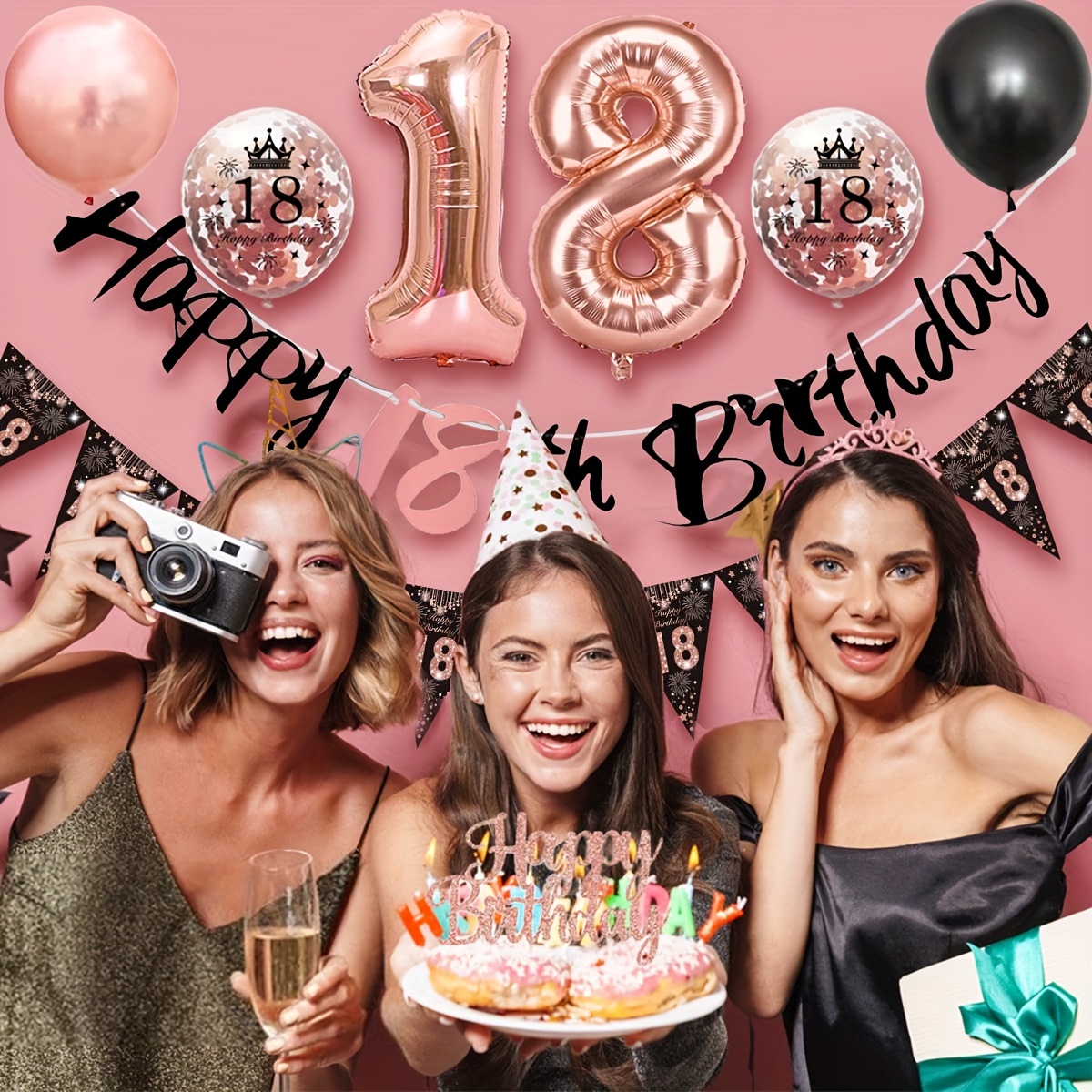 Set Decoraciones 18 Años Chicas Globos Cumpleaños Felices En