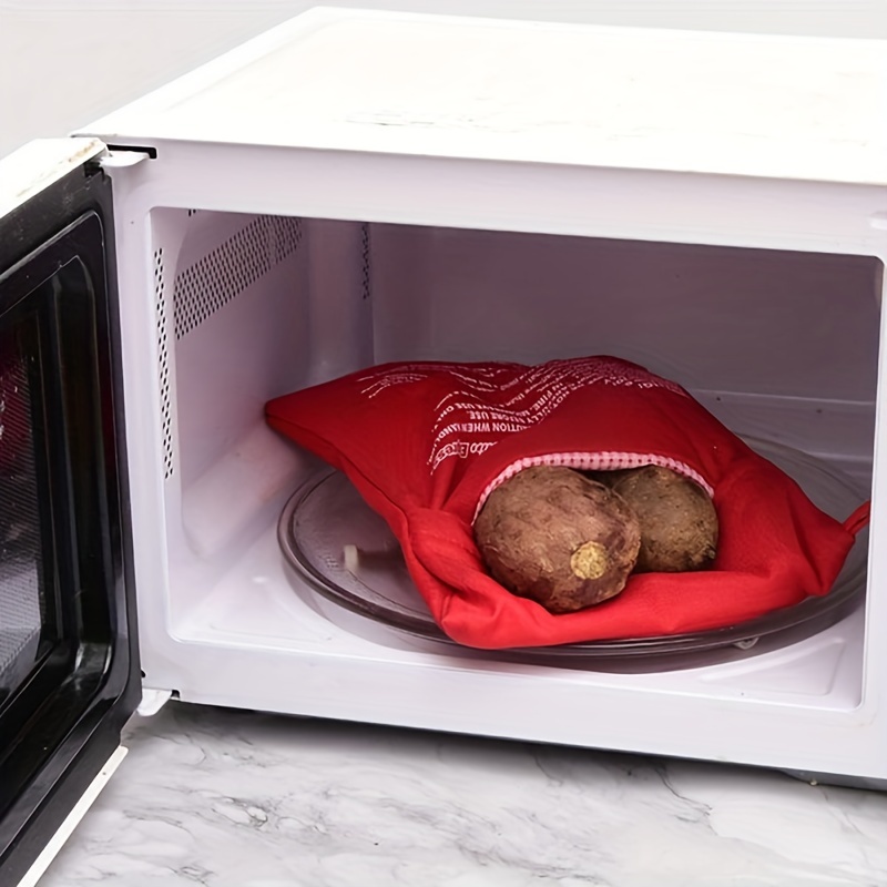 2 bolsas de papas para microondas, bolsa reutilizable para cocinar patatas  para microondas, papas perfectas en solo 4 minutos, color rojo