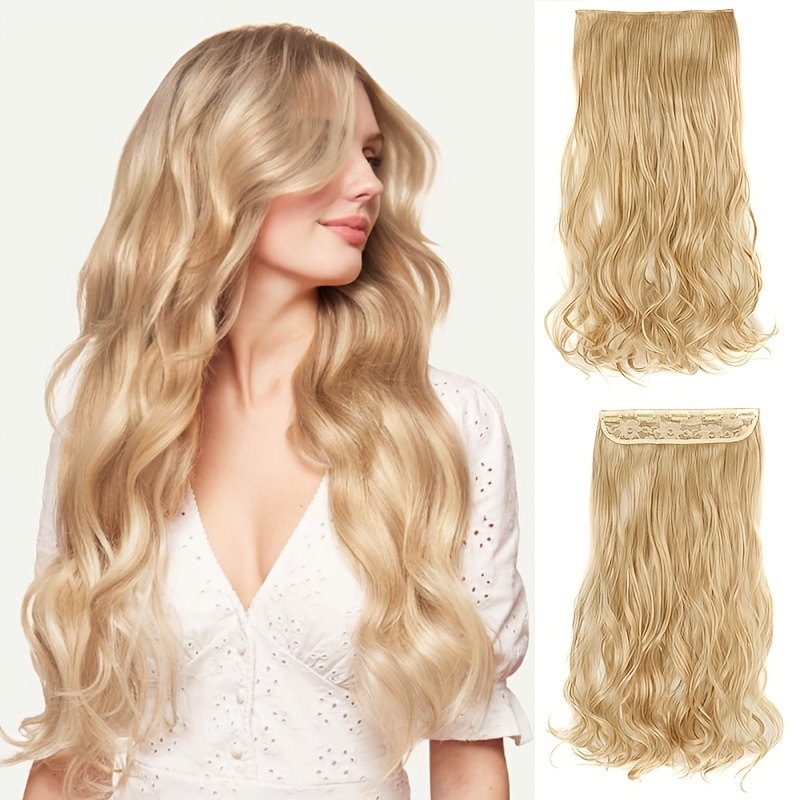 Popular 3/4 Full Head Long Curly Wave Clips In On Synthetic - Temu