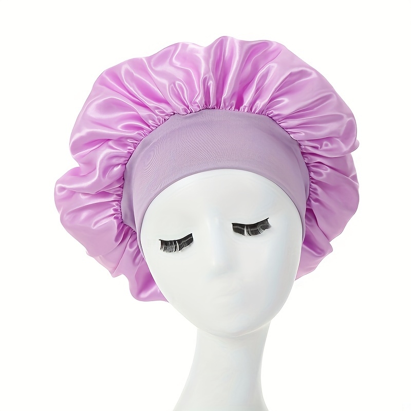 1 pc Bonnet de nuit couleur unie bonnets en satin élastiques