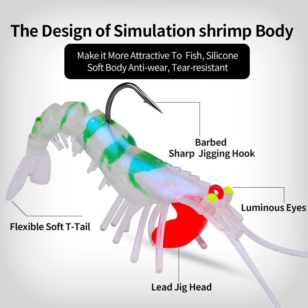 Luminous Shrimp Fishing Lure Hook Artificial Bionic Soft - Temu
