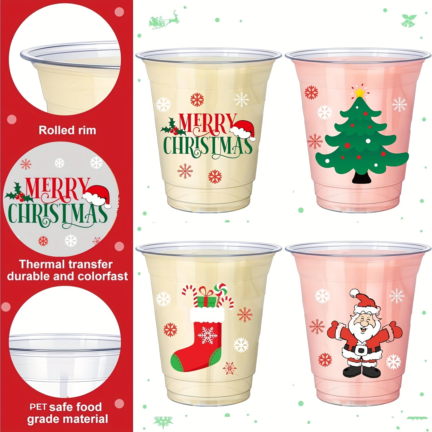 Christmas Party Cups Disposable Christmas Cups Clear - Temu