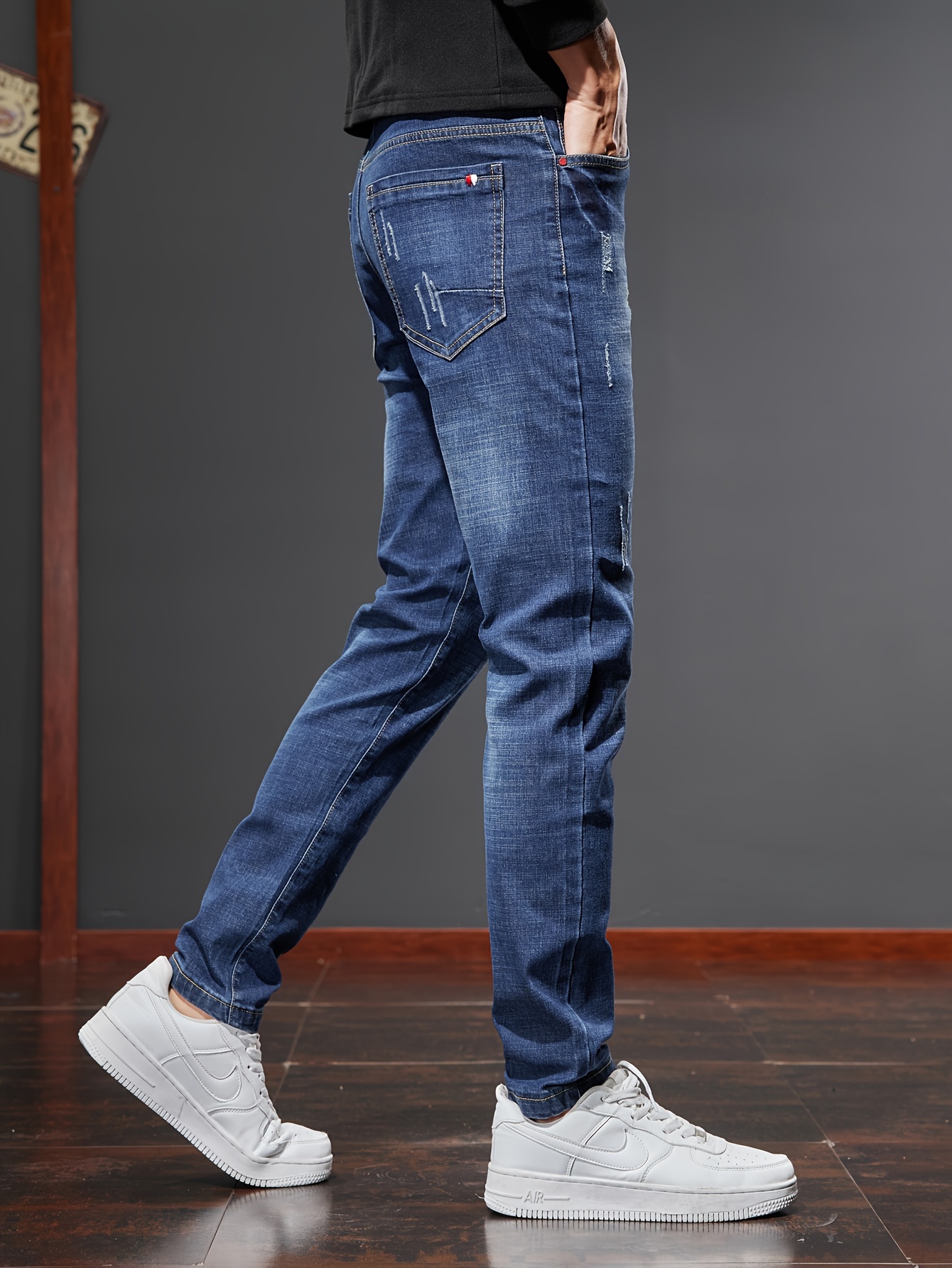 vaqueros ajustados desgastados diseño hombres Temu Peru