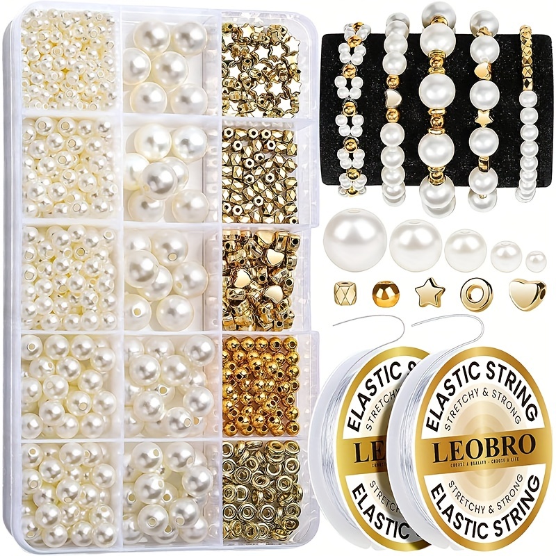 Golden White Beads Elegant Necklace Bracelet Making Kit - Temu Canada