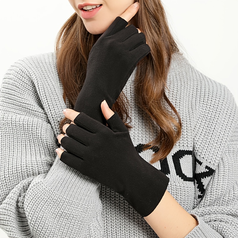 Women's Warm Fingerless Gloves, Durable & Cozy