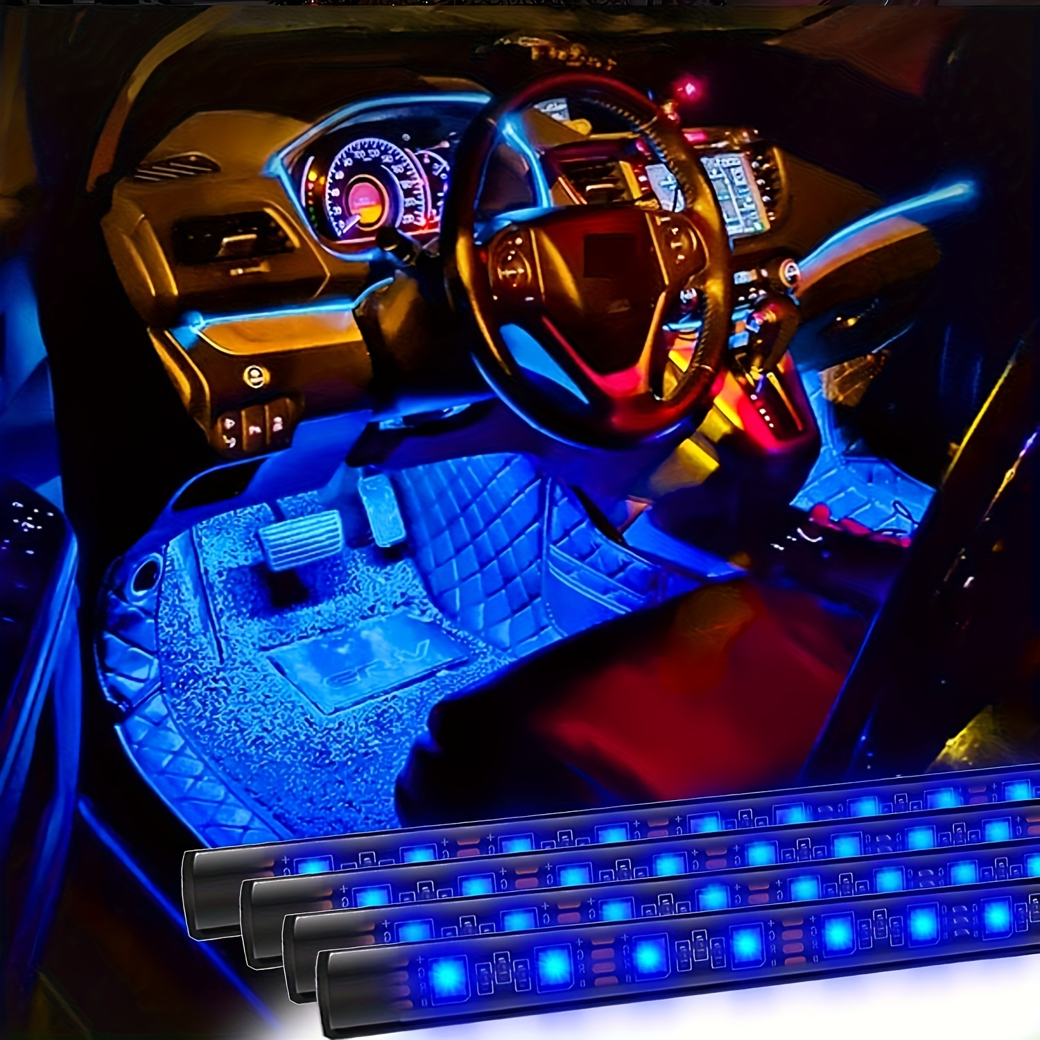 4 Stück Auto-LED-Streifenlicht, Auto-Innenbeleuchtung unter  Armaturenbrettbeleuchtung, wasserdichtes Kit, Atmosphären-Neonlichtstreifen  für Auto, 12 V (Blau) - Temu Austria