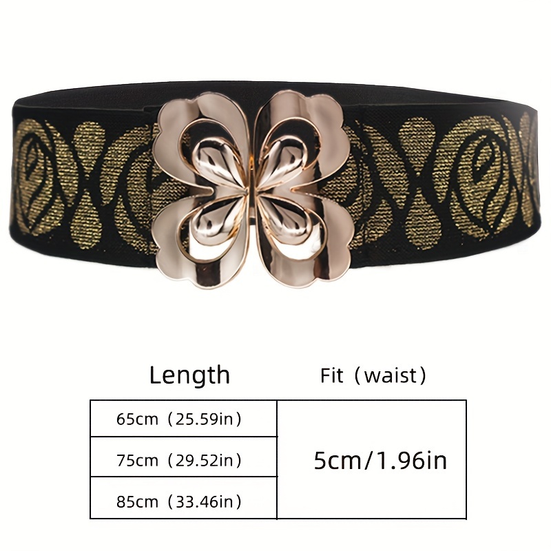 Butterfly Buckle Wide Belts Classic Solid Color Elastic - Temu Canada