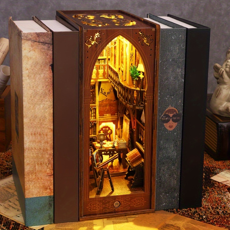 diy small house hand assembled bookshelf model bookcase 3d puzzle model decoration can be placed on the bookshelf