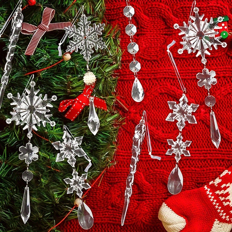 Christmas Tree Acrylic Transparent Snowflake String Hanging