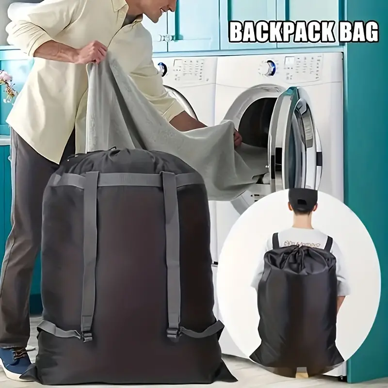 Portable Drawstring Laundry Bag Large Capacity Clothes - Temu